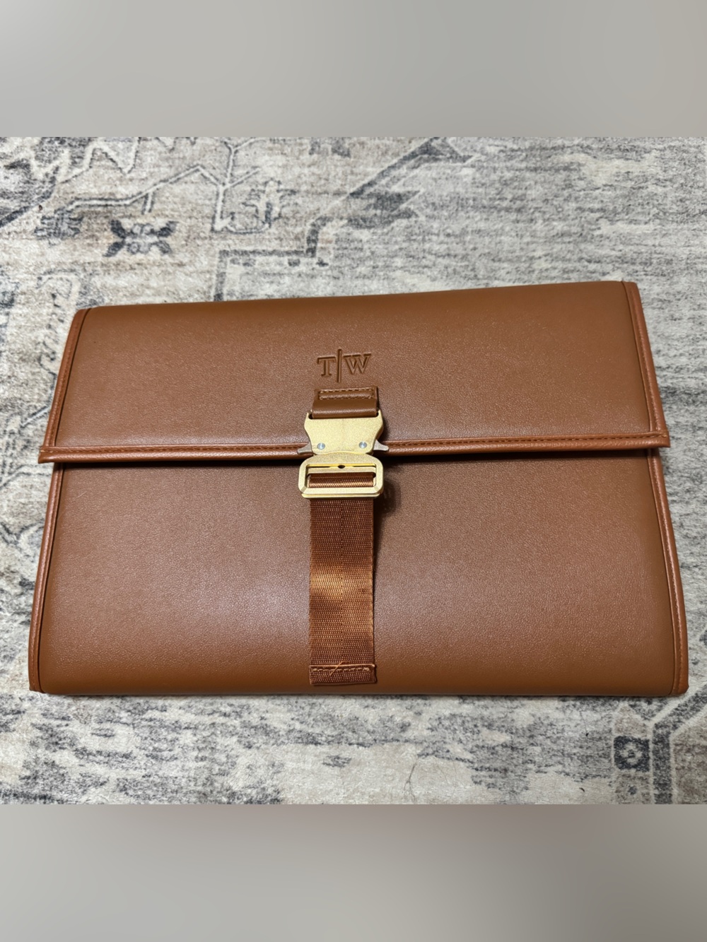 Brown Leather Portfolio / document holder  with Gold Buckle